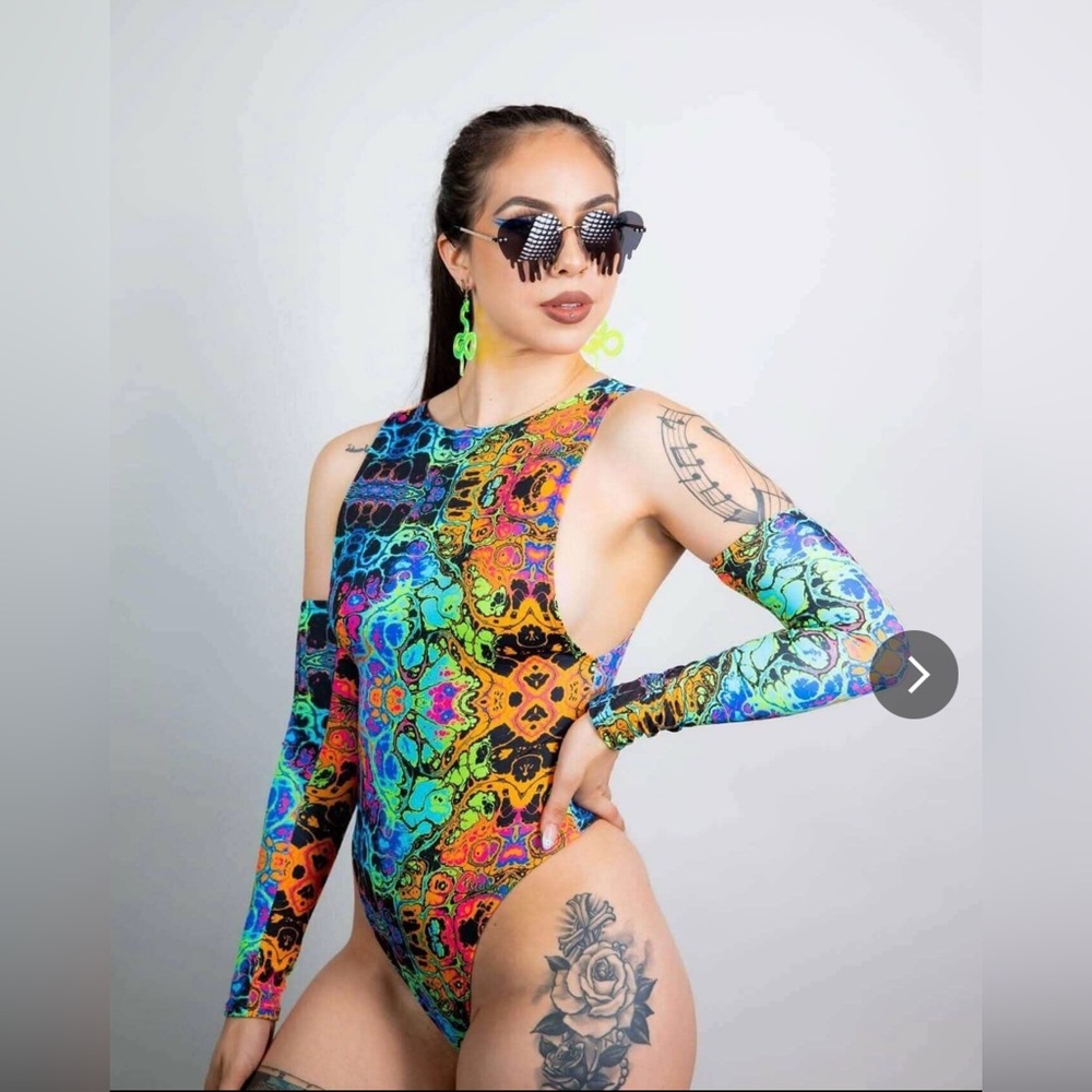 Freedom Rave Wear Lucidity side boob bodysuit NEVER WORN full bottom coverage